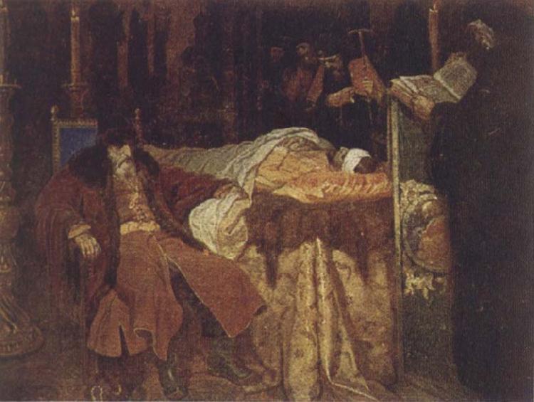 Wjatscheslaw Grigorjewitsch Schwarz Ivan the Terrible Meditating at the Deathbed of his son Ivan France oil painting art